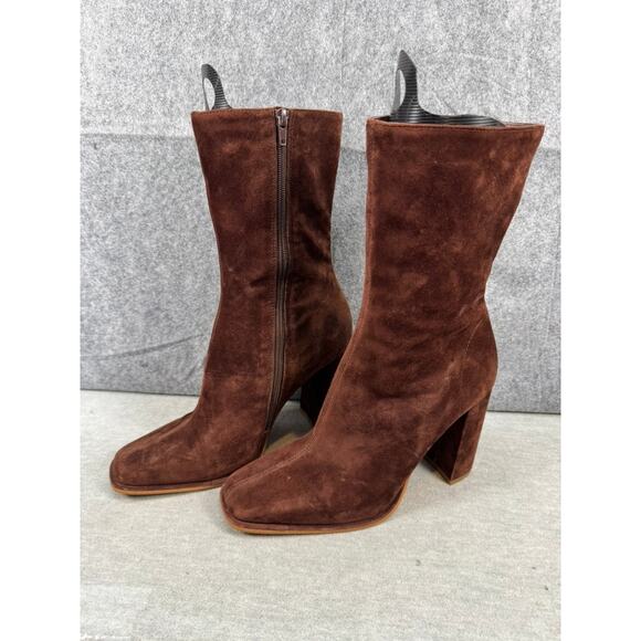 Steve Madden Chocolate Suede Heeled Boots - Picture 3 of 9